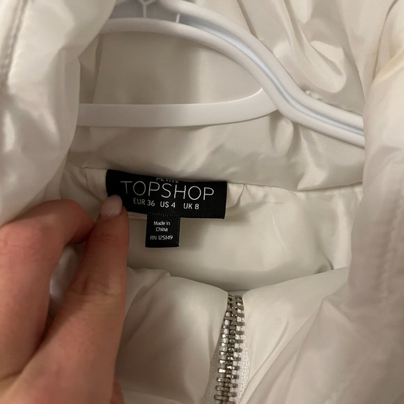 White Bomber Jacket with Black Stripe - Picture 3 of 4